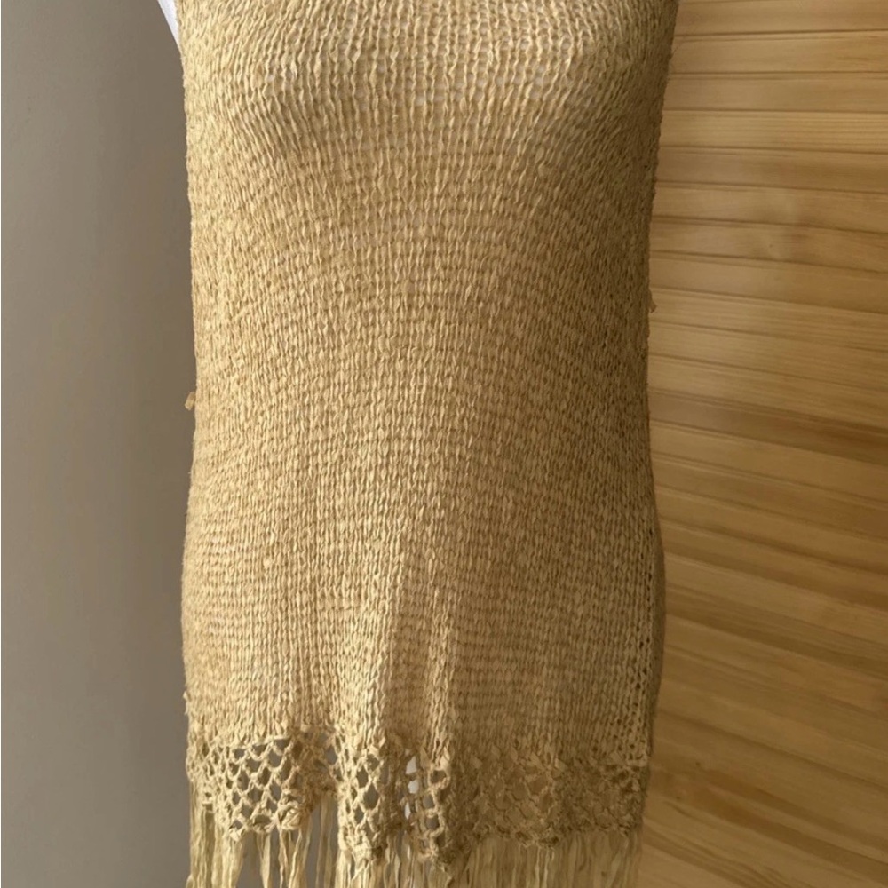 Charming Charlie Womens Beige Knit Tank Size Med Boho Fringe
